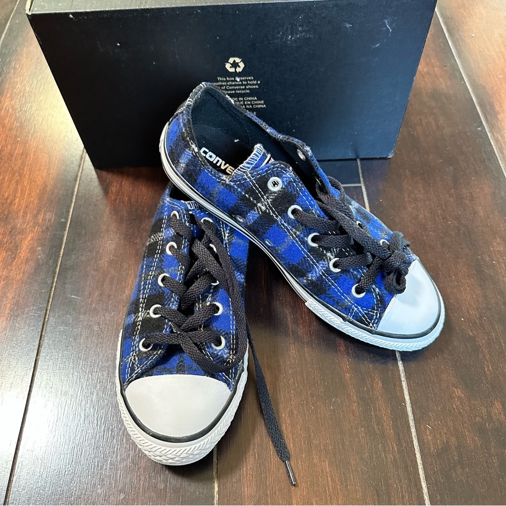 Children’s Blue Plaid Converse Sneakers